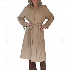 Vintage London Fog Trench Coat Womens 14M Tan Classic Minimalist Lightweight USA